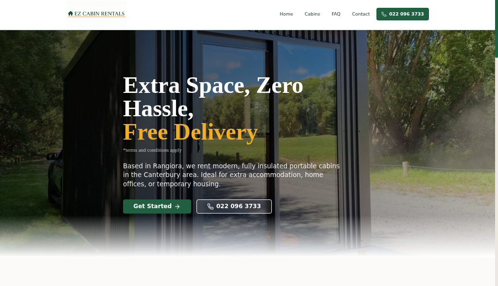 EZ Cabin Rentals website screenshot
